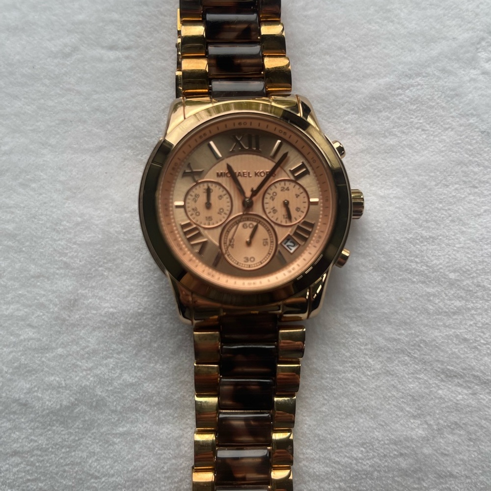 Michael Kors Rose Gold and Tortoise Chronograph Watch